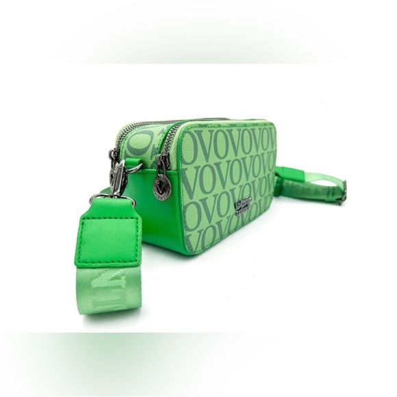 Valentino Orlandi Green Monogram Crossbody Bag with Logo Print NWT - Picture 2 of 5